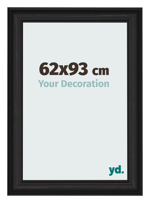 Cadre Photo 62x93cm Noir Grain de Bois MDF Lazio De Face Mesure | Yourdecoration.fr
