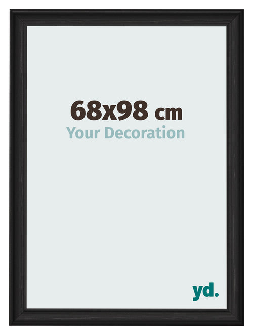 Cadre Photo 68x98cm Noir Grain de Bois MDF Lazio De Face Mesure | Yourdecoration.fr