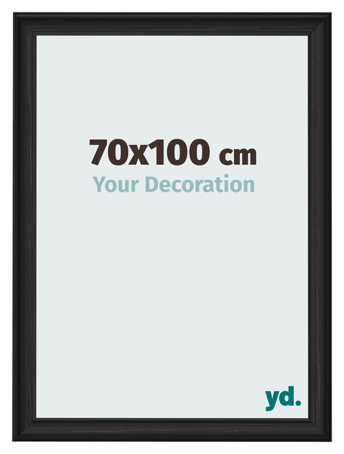 Cadre Photo 70x100cm Noir Grain de Bois MDF Lazio De Face Mesure | Yourdecoration.fr