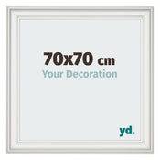 Cadre Photo 70x70cm Blanc Patine MDF Lazio De Face Mesure | Yourdecoration.fr