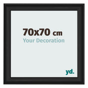 Cadre Photo 70x70cm Noir Grain de Bois MDF Lazio De Face Mesure | Yourdecoration.fr