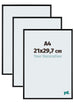 Aurora Aluminium Cadre Photo 21x29-7cm A4 Lot De 3 Noir Mat De Face Mesure | Yourdecoration.fr