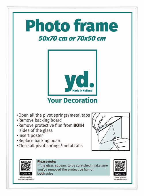 Aurora Aluminium Cadre Photo 50x70cm Blanc Brillant De Face Mesure | Yourdecoration.fr