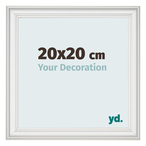 Cadre Photo 20x20cm Blanc Patine MDF Lazio De Face Mesure | Yourdecoration.fr