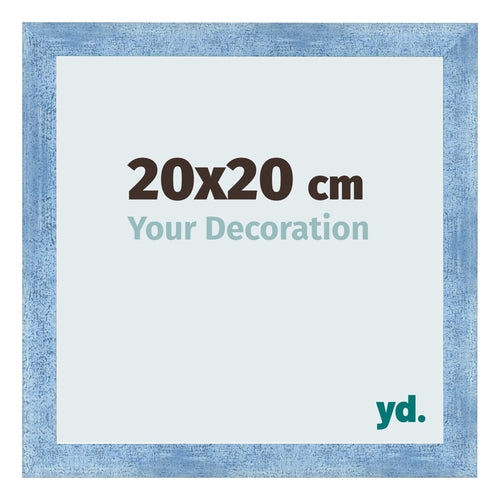 Cadre Photo 20x20cm Bleu Brillant Patine MDF Pisa De Face Mesure | Yourdecoration.fr