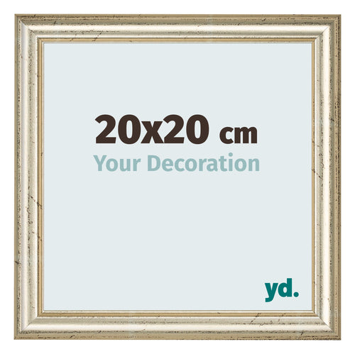 Cadre Photo 20x20cm Brillance Metallique MDF Lazio De Face Mesure | Yourdecoration.fr