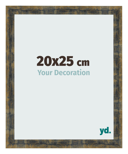 Cadre Photo 20x25cm Bleu Or Melange MDF Pisa De Face Mesure | Yourdecoration.fr