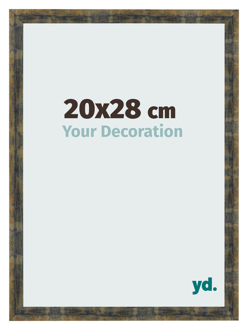 Cadre Photo 20x28cm Bleu Or Melange MDF Pisa De Face Mesure | Yourdecoration.fr