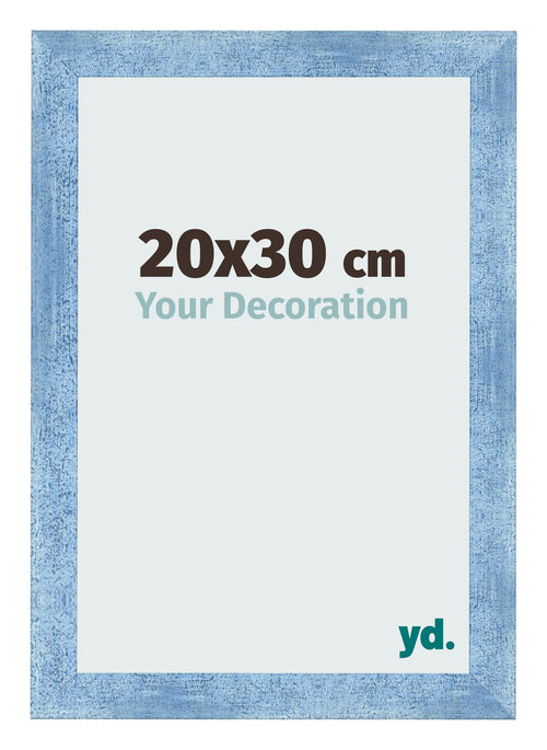 Cadre Photo 20x30cm Bleu Brillant Patine MDF Pisa De Face Mesure | Yourdecoration.fr