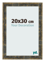 Cadre Photo 20x30cm Bleu Or Melange MDF Pisa De Face Mesure | Yourdecoration.fr