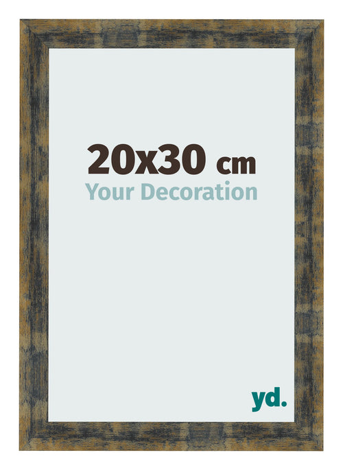 Cadre Photo 20x30cm Bleu Or Melange MDF Pisa De Face Mesure | Yourdecoration.fr