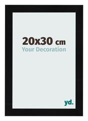 Cadre Photo 20x30cm Noir Argent Poli MDF Pisa De Face Mesure | Yourdecoration.fr