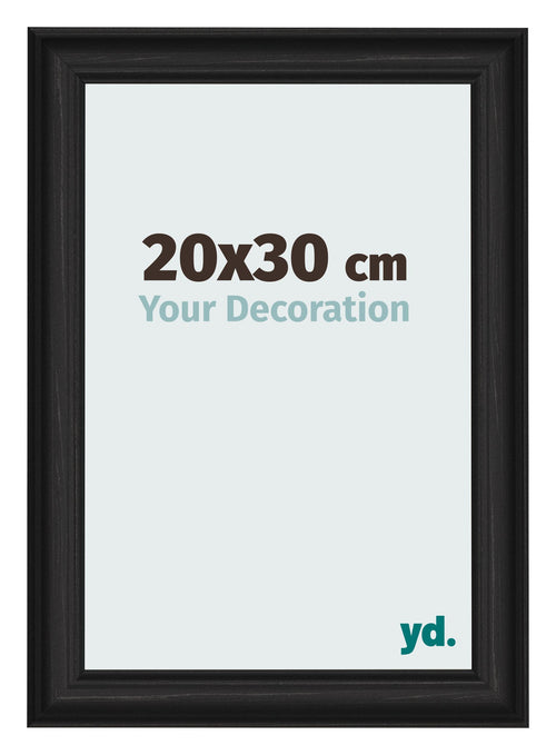 Cadre Photo 20x30cm Noir Grain de Bois MDF Lazio De Face Mesure | Yourdecoration.fr