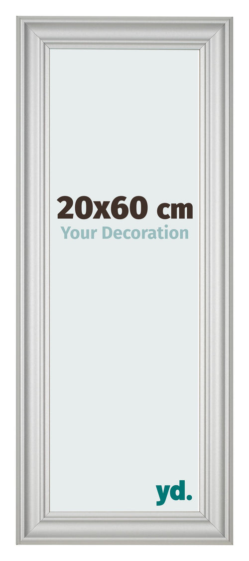 Cadre Photo 20x60cm Argent Mat MDF Lazio De Face Mesure | Yourdecoration.fr