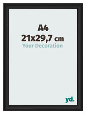 Cadre Photo 21x29 7cm A4 Noir Grain de Bois MDF Lazio De Face Mesure | Yourdecoration.fr