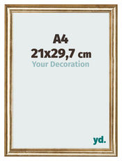 Cadre Photo 21x29 7cm A4 Or Antique MDF Lazio De Face Mesure | Yourdecoration.fr