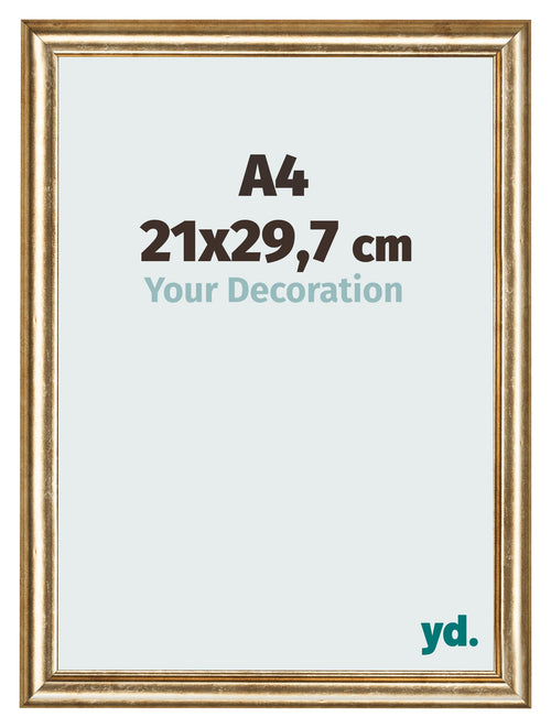 Cadre Photo 21x29 7cm A4 Or Antique MDF Lazio De Face Mesure | Yourdecoration.fr