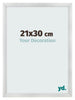 Cadre Photo 21x30cm Argent Noir Patine MDF Pisa De Face Mesure | Yourdecoration.fr