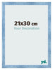 Cadre Photo 21x30cm Bleu Brillant Patine MDF Pisa De Face Mesure | Yourdecoration.fr