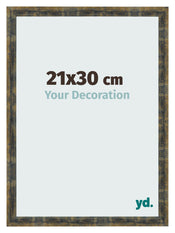 Cadre Photo 21x30cm Bleu Or Melange MDF Pisa De Face Mesure | Yourdecoration.fr