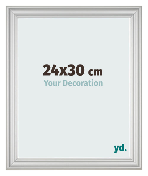 Cadre Photo 24x30cm Argent Mat MDF Lazio De Face Mesure | Yourdecoration.fr