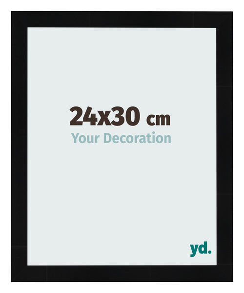 Cadre Photo 24x30cm Noir Argent Poli MDF Pisa De Face Mesure | Yourdecoration.fr