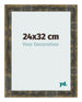 Cadre Photo 24x32cm Bleu Or Melange MDF Pisa De Face Mesure | Yourdecoration.fr