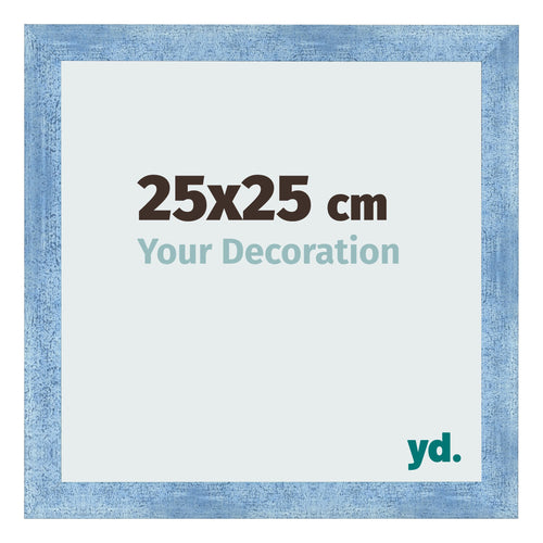 Cadre Photo 25x25cm Bleu Brillant Patine MDF Pisa De Face Mesure | Yourdecoration.fr