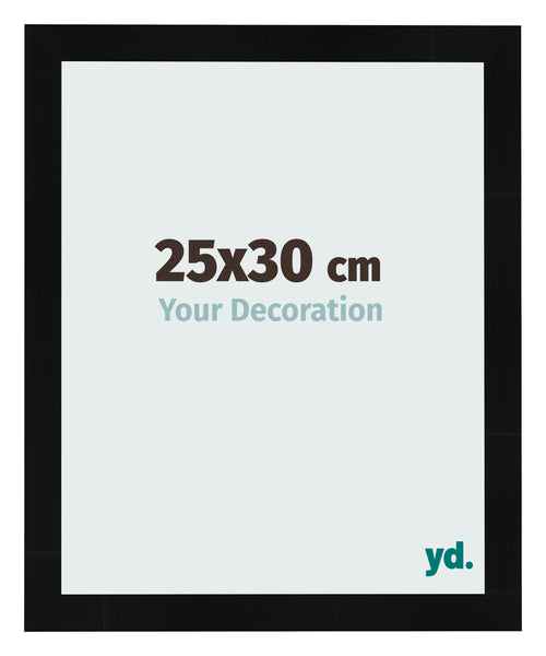 Cadre Photo 25x30cm Noir Argent Poli MDF Pisa De Face Mesure | Yourdecoration.fr