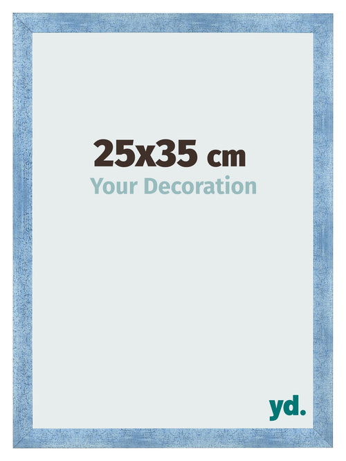 Cadre Photo 25x35cm Bleu Brillant Patine MDF Pisa De Face Mesure | Yourdecoration.fr