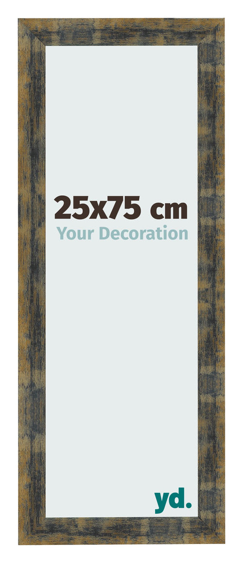 Cadre Photo 25x75cm Bleu Or Melange MDF Pisa De Face Mesure | Yourdecoration.fr
