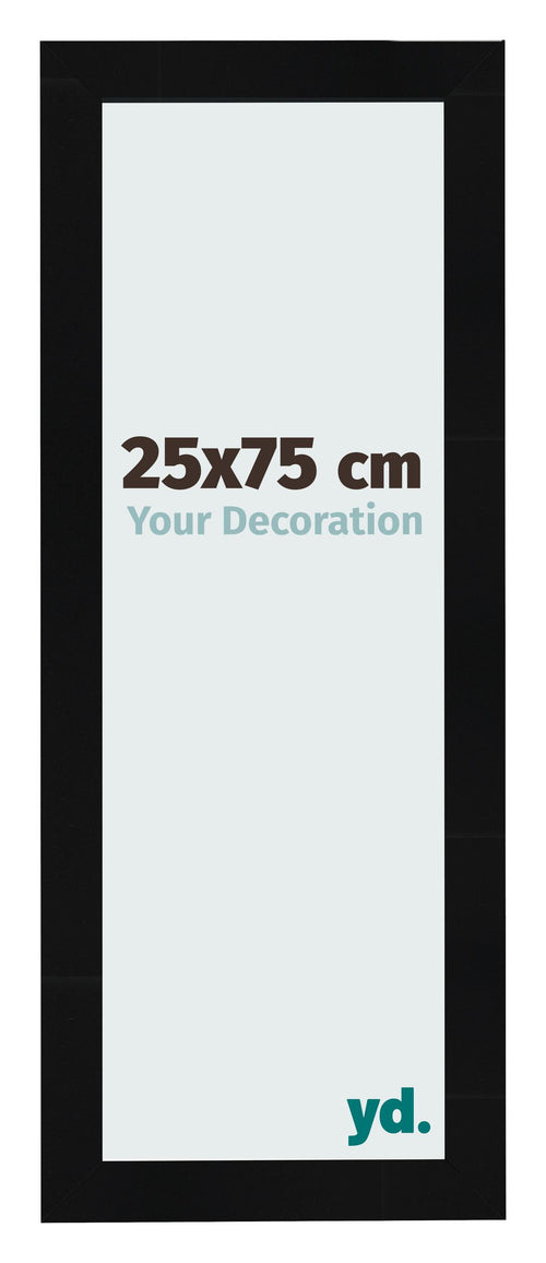 Cadre Photo 25x75cm Noir Argent Poli MDF Pisa De Face Mesure | Yourdecoration.fr