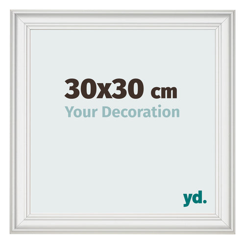 Cadre Photo 30x30cm Blanc Patine MDF Lazio De Face Mesure | Yourdecoration.fr