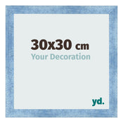 Cadre Photo 30x30cm Bleu Brillant Patine MDF Pisa De Face Mesure | Yourdecoration.fr