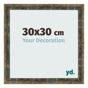 Cadre Photo 30x30cm Bleu Or Melange MDF Pisa De Face Mesure | Yourdecoration.fr