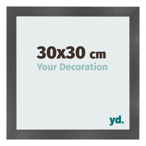 Cadre Photo 30x30cm Noir Argent Poli MDF Pisa De Face Mesure | Yourdecoration.fr