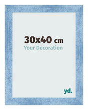 Cadre Photo 30x40cm Bleu Brillant Patine MDF Pisa De Face Mesure | Yourdecoration.fr