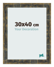 Cadre Photo 30x40cm Bleu Or Melange MDF Pisa De Face Mesure | Yourdecoration.fr