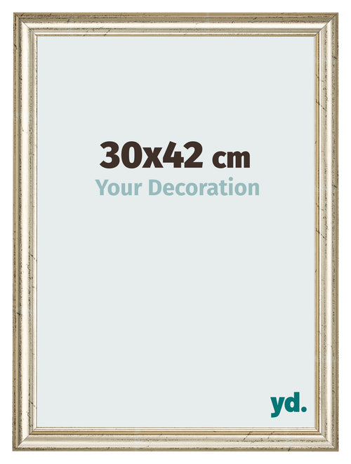 Cadre Photo 30x42cm Brillance Metallique MDF Lazio De Face Mesure | Yourdecoration.fr