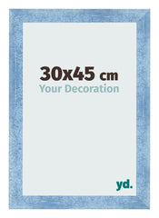 Cadre Photo 30x45cm Bleu Brillant Patine MDF Pisa De Face Mesure | Yourdecoration.fr