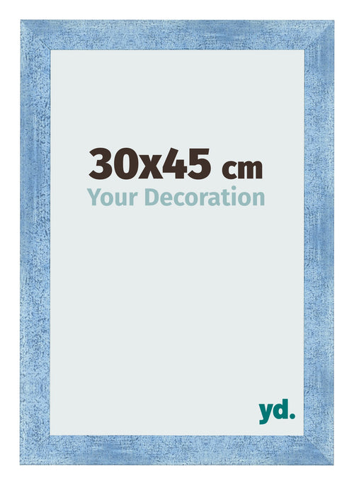 Cadre Photo 30x45cm Bleu Brillant Patine MDF Pisa De Face Mesure | Yourdecoration.fr