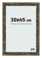 Cadre Photo 30x45cm Bleu Or Melange MDF Pisa De Face Mesure | Yourdecoration.fr