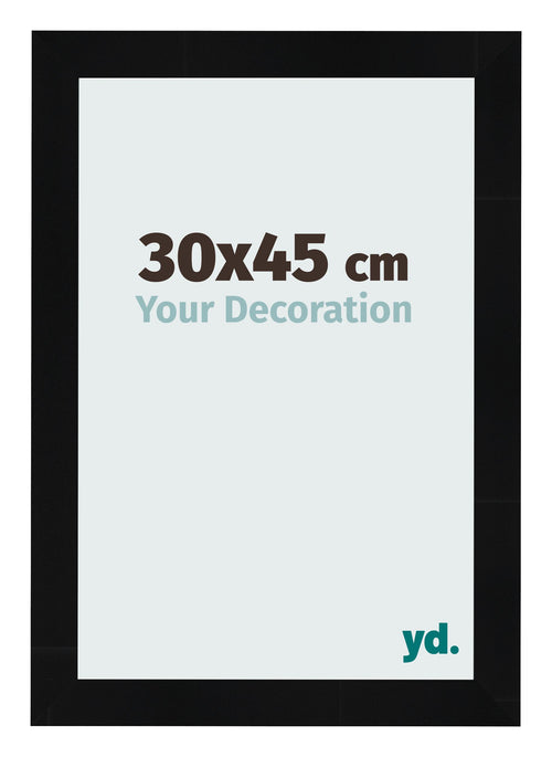 Cadre Photo 30x45cm Noir Argent Poli MDF Pisa De Face Mesure | Yourdecoration.fr