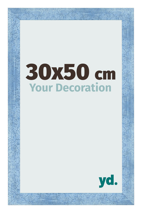 Cadre Photo 30x50cm Bleu Brillant Patine MDF Pisa De Face Mesure | Yourdecoration.fr