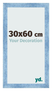 Cadre Photo 30x60cm Bleu Brillant Patine MDF Pisa De Face Mesure | Yourdecoration.fr