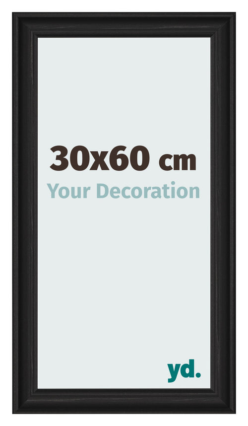 Cadre Photo 30x60cm Noir Grain de Bois MDF Lazio De Face Mesure | Yourdecoration.fr