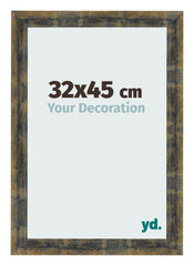 Cadre Photo 32x45cm Bleu Or Melange MDF Pisa De Face Mesure | Yourdecoration.fr