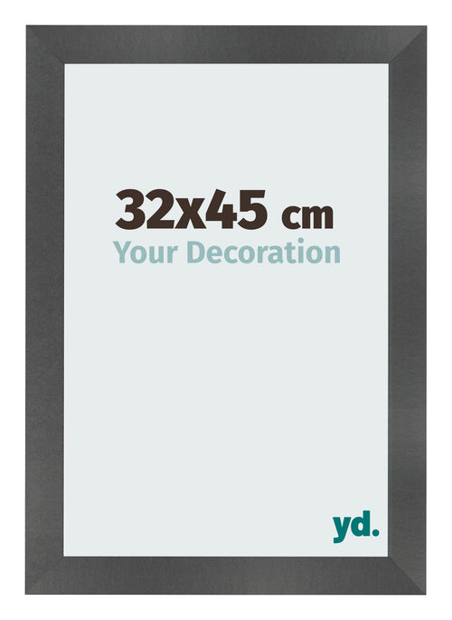 Cadre Photo 32x45cm Noir Argent Poli MDF Pisa De Face Mesure | Yourdecoration.fr