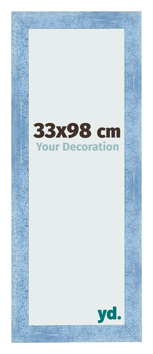 Cadre Photo 33x98cm Bleu Brillant Patine MDF Pisa De Face Mesure | Yourdecoration.fr