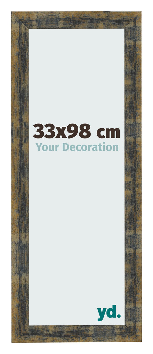 Cadre Photo 33x98cm Bleu Or Melange MDF Pisa De Face Mesure | Yourdecoration.fr